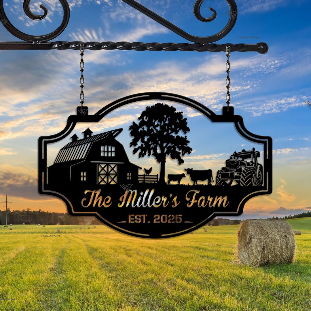 Custom Farmhouse Metal Sign: Personalized Barn Ranch Decor - Etsy