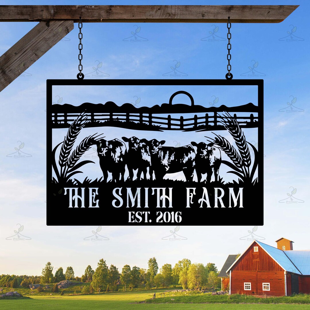 Custom Cattle Ranch Sign Personalized Farm Metal Sign: Custom Cattle Ranch, Family Name Outdoor ...