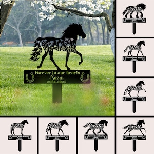 Custom Horse Memorial Garden Stake, Personalized Pet Grave Marker, In Loving Memory, Pet Loss Condolence Gift, Horse Lovers Metal Yard Sign