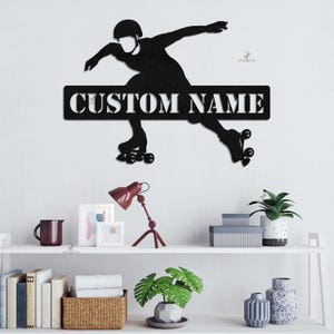 Personalized Roller Skate Metal Sign, Custom Name Roller Skating Sign,Retro Sport Art,Sport Decor,Teen Room Decor,Rollerblade Art,Home Decor