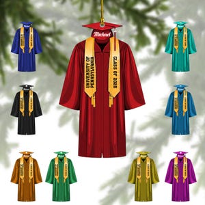 Personalized Graduation Cap & Gown Ornament, Class of 2025 Ornament,High School Graduate Gift,Custom Name Keepsake,Senior Christmas Ornament