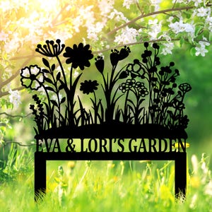 Personalized Garden Sign with Stake, Metal Flower Garden Sign, Custom Garden Stake, Yard Sign, Yard Decor, Gardener Name Sign, Family Garden