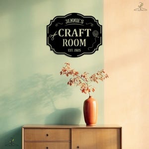 Custom Craft Room Metal Sign,Sewing Room Sign, Art Studio Decor,She Shed Sign Personalized Craft Name Sign,Craft Room Wall Art,Crafting Sign