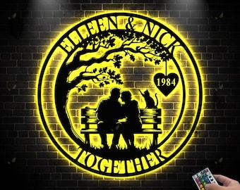 Letrero de metal personalizado para pareja, decoración con nombre para el 40.º aniversario, regalo de boda para pareja, decoración "Juntos desde la fecha", regalo de San Valentín