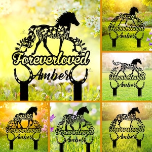 Personalized Horse Memorial Stake, Custom Horse Silhouette Garden Memorial,Horse Memorial,Pet Memorial,Garden Stake,Horse Headstone,Pet Loss