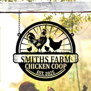 Custom Chicken Farm Metal Sign Chicken Coop Sign, Personalized Chicken Farm Sign Farm Coop Sign, Family Name Chicken Coop Sign Mothers Day