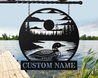 Personalized Loon Metal Sign ,Lake House Sign, Custom Lake Loon Sign, Loon Lounge Sign Decor, Cottage Sign, Loon Bird Decor, Duck Lover Gift