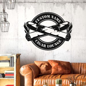 Personalized Cigar Lounge Sign, Custom Cigar Bar Decor, Unique Smoker Gift & Home Decor,  Name Cigar Sign, Cigar Lounge Sign, Men Cave Sign