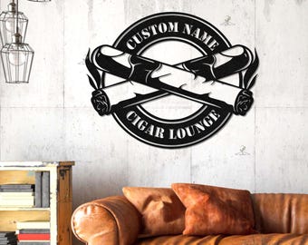 Letrero personalizado para salón de puros, decoración personalizada para bar de puros, regalo único para fumadores y decoración para el hogar, letrero de puros con nombre, letrero para salón de puros, letrero para cueva de hombres