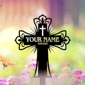 Custom Cross Memorial Metal Stake Metal, Personalized Cross Stake, Loss Of Loved One Garden Stake, In Memory Cross, Grave Marker, Sympathy