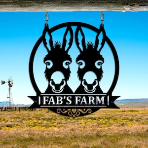 Custom Donkey Sign Metal wall art, Personalized Donkeys Farm Sign Donkey Metal Wall Art Donkey Family Name Sign Farmer Gifts Farmhouse Decor