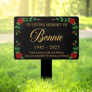 Personalized Rose Memorial Garden Stake, Custom Tree Plaque with Stake, Sympathy Gift, In Loving Memory Plaque, Tree Plaque Marker,Tree Sign
