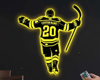 Personalized Hockey LED Sign, Custom Name Hockey Sign with Jersey Number, Hockey Player Gift, Man Cave Decor, Hockey Fan Gift, Sports Decor
