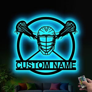 Custom Lacrosse Sign with LED Light, Personalized Lacrosse Sign, Lacrosse Player Gift,Sports Room Decor,Coach Gift,Lacrosse Stick Home Decor