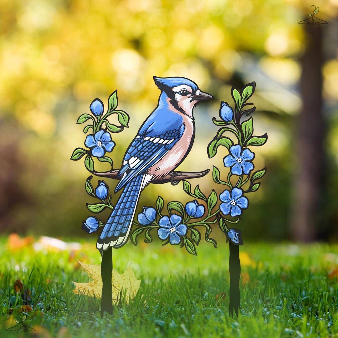 Colorful Bird Garden Decoration, Blue Jay Bird Garden Stake,nature ...
