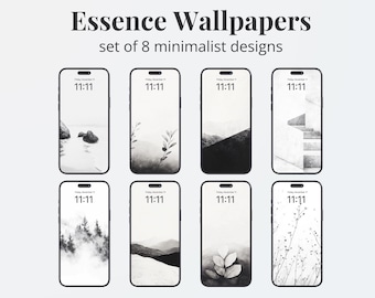 Minimalist iPhone Wallpaper, Set of 8 Aesthetic Black and White Backgrounds (Digital Download)