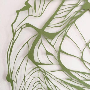 Boho Organic Style Sage Green Abstract Papercut Art Hand Made Paper Cutting