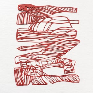 Unique Red Geometric Abstract Papercut Art Hand Made Paper Cutting
