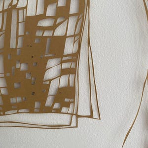 Beige Brown Geometric Abstract Papercut Art Hand Made Paper Cutting