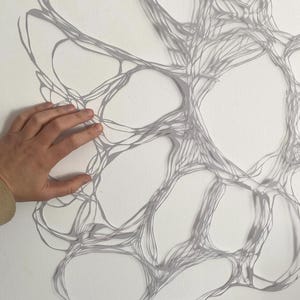 Loops Organic Style Grey Abstract Papercut Art Hand Made Paper Cutting