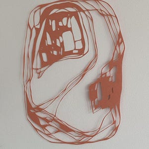 Coral Red Geometric Abstract Papercut Art Hand Made Paper Cutting