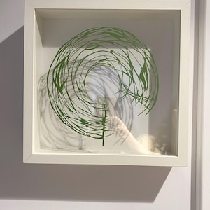 Nest, Organic Style Light Green Abstract Papercut Art Hand Made Paper Cutting