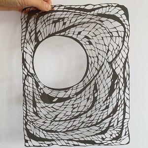 Dark Grey Abstract Papercut Art Hand Made Paper Cutting