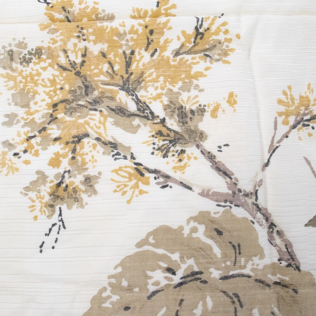 Vintage Drapery Fabric 1960s MCM Tree Branches Leaves Fall Autumn 1.5