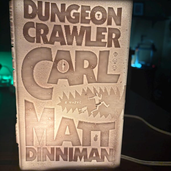 Dungeon Crawler Carl Lithophane – 3D Printed Book Lamp, Fantasy Gift