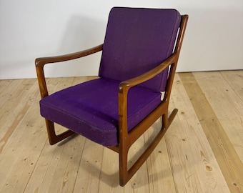 Mid-century Rare Danish Teak Rocking Chair/ Easy Chair by Ole