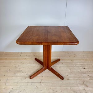 Danish Extendable Teak Dining Table, 1960s Mid-Century Modern, Vintage Scandinavian Design, Compact Square Table