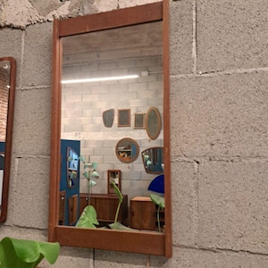 Danish Teak Wall Mirror, 1960s Mid-Century Modern, Vintage Scandinavian Design, Rectangular Wooden Frame