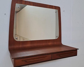 Johannes Andersen Wall Mirror with Storage Drawers, Danish Mid-Century Design