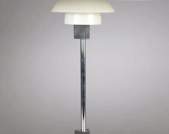 Poul Henningsen PH 4/3 Table Lamp for Louis Poulsen, Vintage Danish Design, 1960s Mid-Century Modern, White Metal Lighting