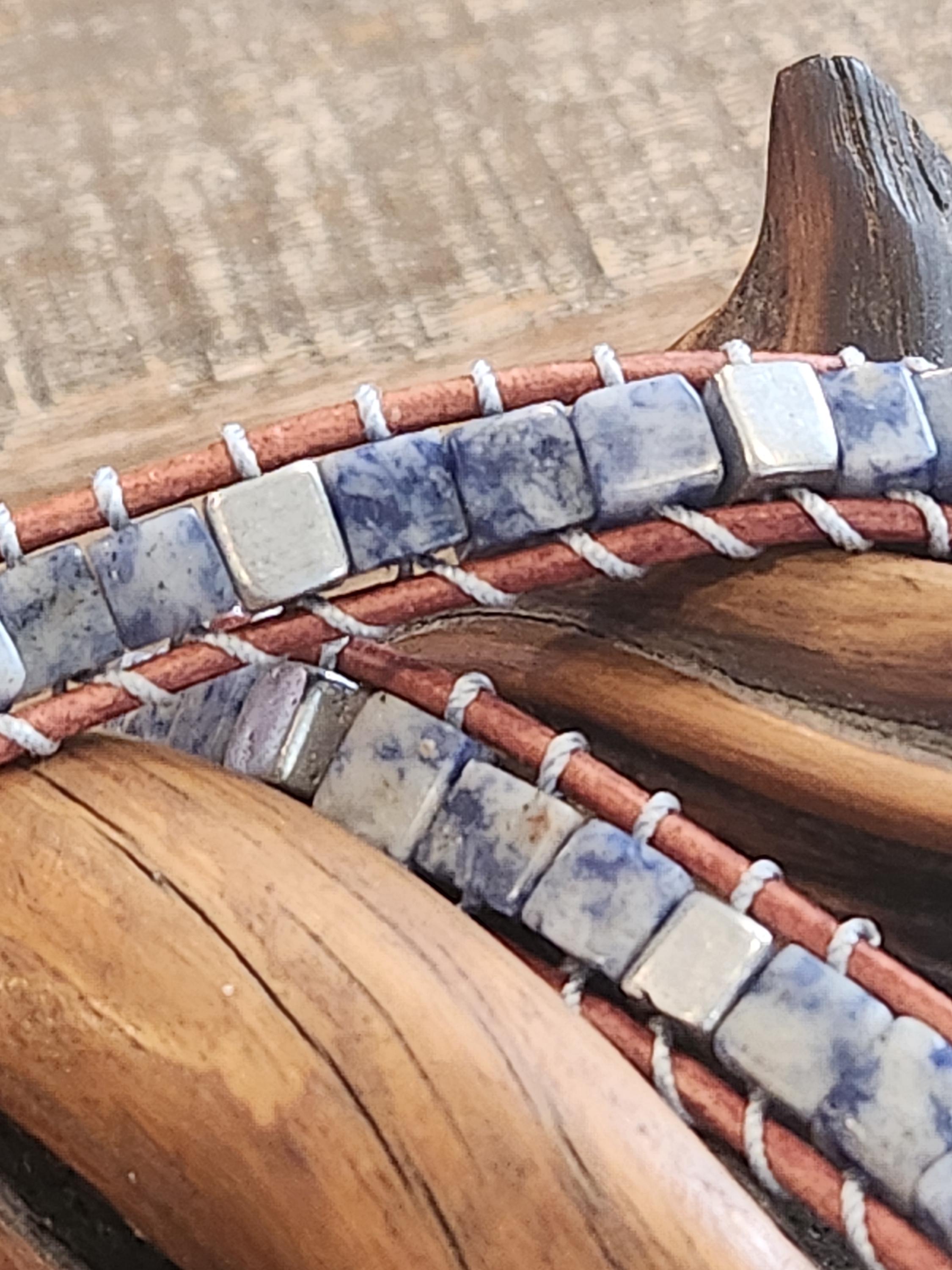 Handmade Double-wrap Beaded Leather Bracelet, Gemstone Beads - Thumbnail 3