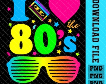Me encantan los 80 PNG: Tema de cumpleaños retro (Descarga digital)