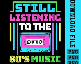 80s Music PNG: Vintage Cassette Tape Clipart (Digital Download)
