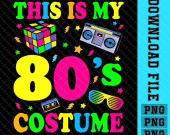 Archivo PNG de disfraz retro de los 80: Gráfico de fiesta de neón (descarga digital)