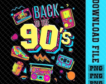 90s Retro Clipart PNG: Nostalgic Design (Digital Download)