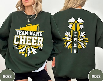 Custom Cheer Team Name Sweatshirt, Personalized Cheerleader Gift, Cheer Mom with Name Sweater, Cheer Competition Outfit, Mascot Sweatshirt