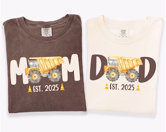 Comfort Colors® Construction Crew Shirts Custom Bulldozer Excavator Family Outfit Construction Crew Birthday Truck Truck Lover Baby mama dad