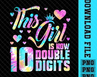 PNG de niña de 10 años: Diseño de dos dígitos (Descarga digital)