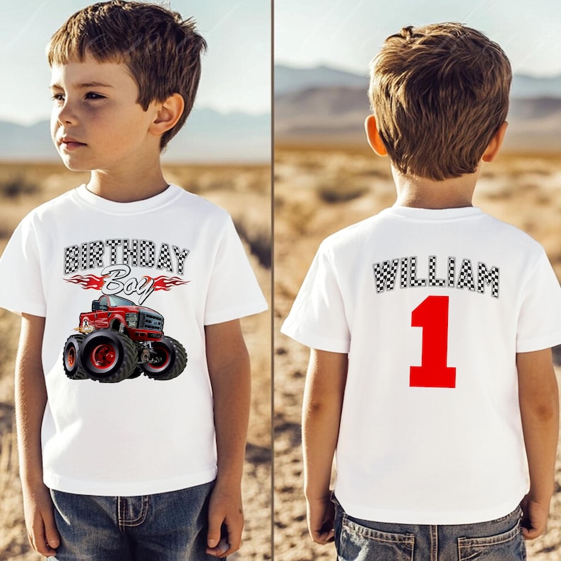 Monster Truck Birthday Shirt: Family Matching Custom Truck Jam Tee bild 2