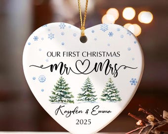 mr mrs ornament - Wedding Gift - Personalized First Christmas Keepsake - Our 1st Christmas Mr & Mrs Ornament - Housewarming mr and mrs idea