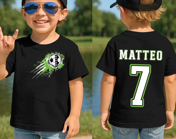 Personalized Soccer Kids T-Shirt, Custom Soccer Name Number Tshirt, Soccer Mom Tee, Soccer Team T-Shirt,Toddler Birthday Tshirt,Age Birthday