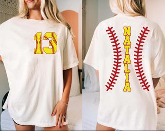 Comfort Colors Softball Tshirt,Custom Number And Name Tshirt,Personalized Softball Tshirt,Softball Mom Tee,Softball Team,Sport Lover