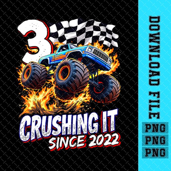 3rd Birthday Monster Truck Shirt: Custom PNG (Digital Download)