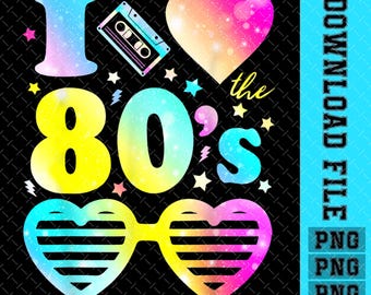 Me encantan los 80 PNG: Tema de cumpleaños retro (Descarga digital)