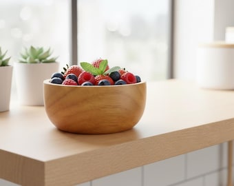 Handmade Mango Wood Bowls (Set of 3) - Rustic Kitchen Decor