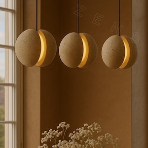 Split Stone Globe Pendant Light: Modern Japandi Hanging Lamp